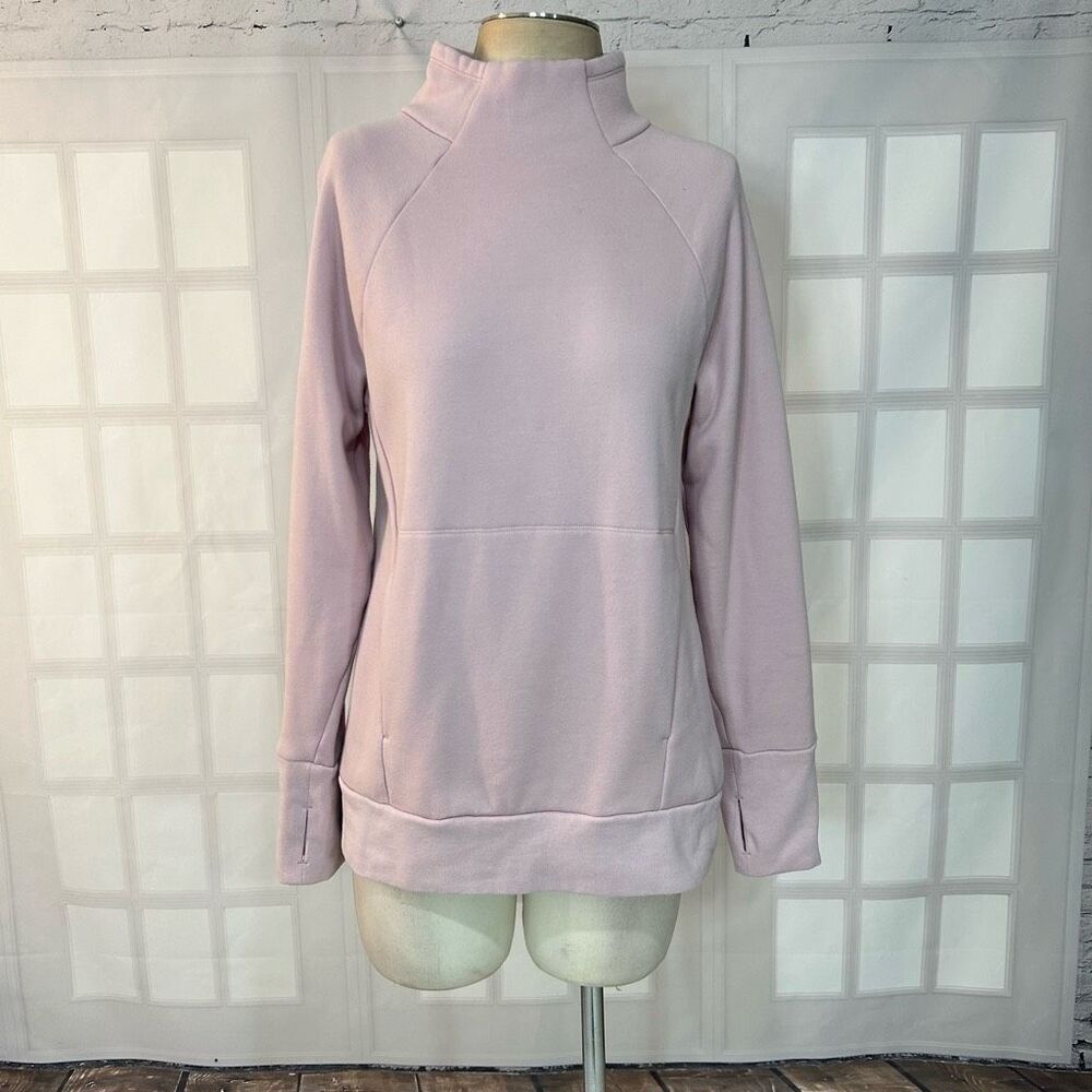 🔥5/$25 sale🔥 Fabletics Light Pink Cowl Neck Sweater w Large Front Pocket Size S